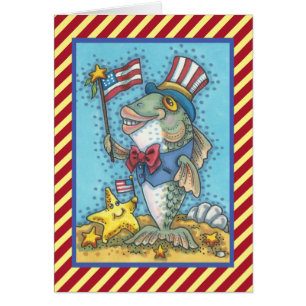 4 juillet PATRIOTIQUE POISSON GREECARD VERSE