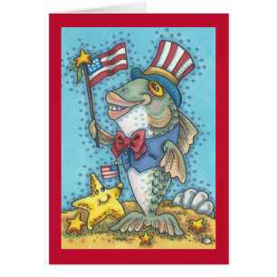 4 juillet PATRIOTIQUE POISSON GREECARD VERSE