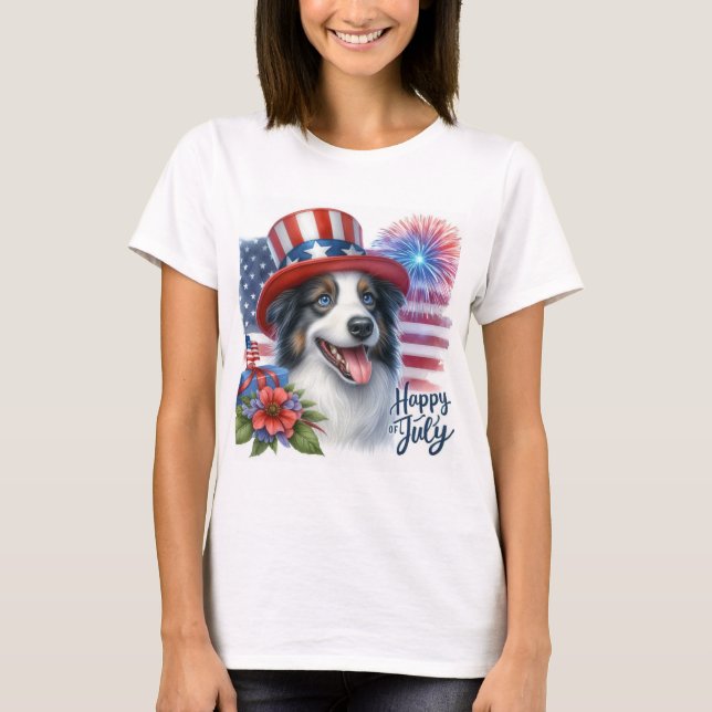 4 juillet Patriotique Rouge Blanc Bleu T-shirt (Devant)