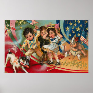 4 juillet - Poster d'art Vintage