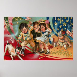 4 juillet - Poster d'art Vintage