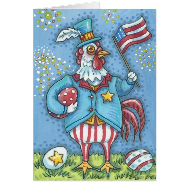 4 juillet ROOSTER, CARTE DE REMARQUE À POULET Vide (Devant)