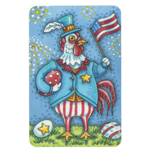 4 juillet ROOSTER PATRIOTIQUE, MAGNET POULET Lg.