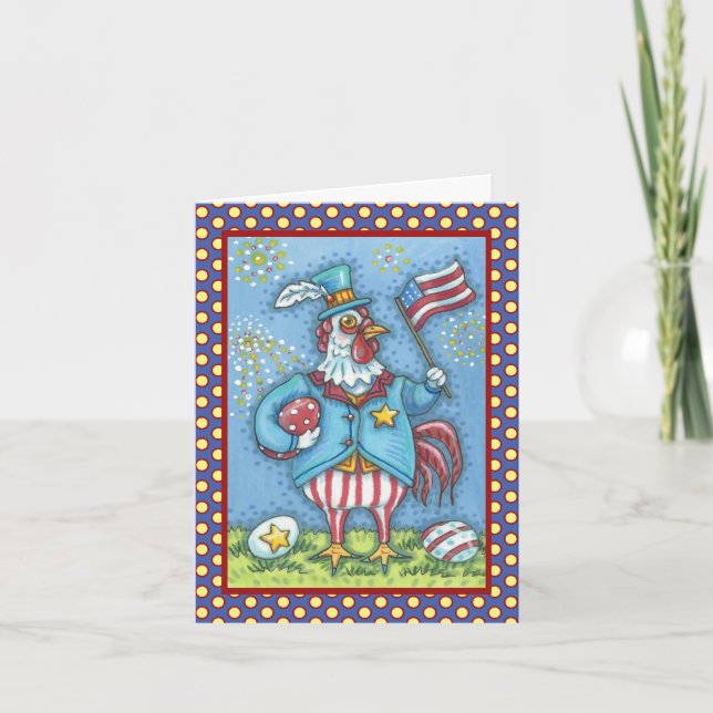 4 juillet ROOSTER, VERRE DE CARTE DE SALUT POULET (Devant)