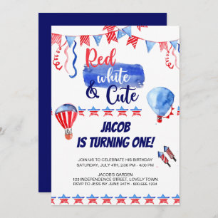 4 juillet Rouge Blanc et mignonne Invitation d'ann