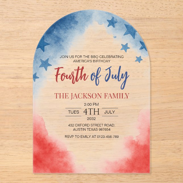 4 juillet Simple Invitation Acrylique Moderne (Recto)