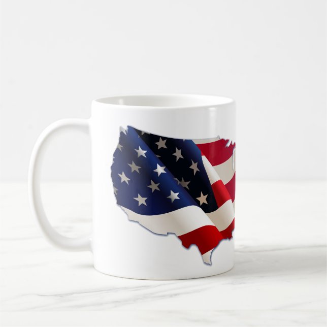 4 juillet, Stars & Stripes Carte US, Mug (Gauche)