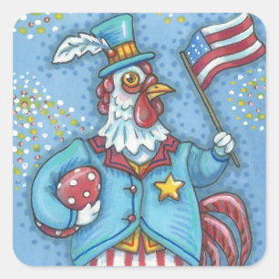 4 juillet STICKERS ROOSTIERS PATRIOTIQUES Squ * Fe