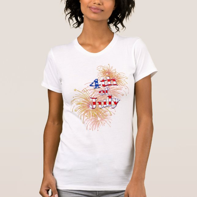 4 juillet T-shirt de dames de feux d'artifice (Devant)