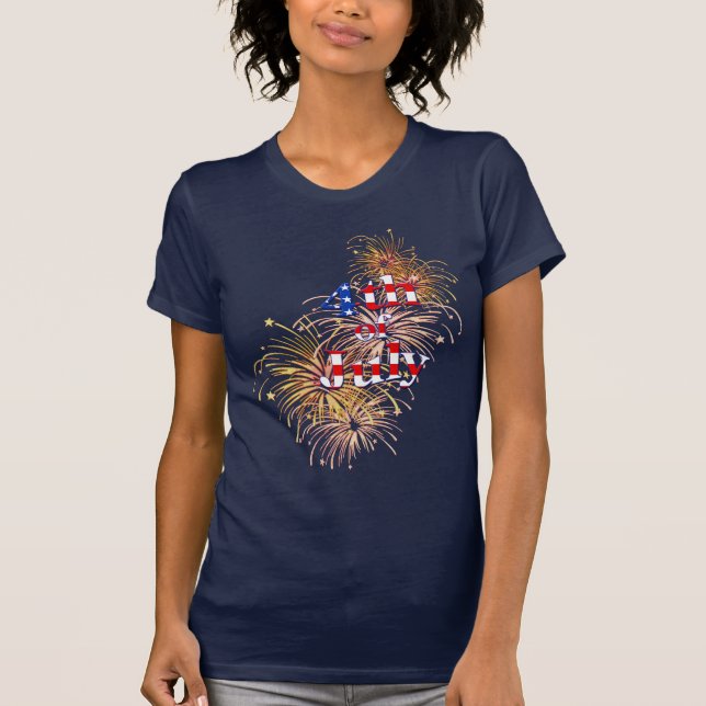 4 juillet T-shirt de dames de feux d'artifice (Devant)