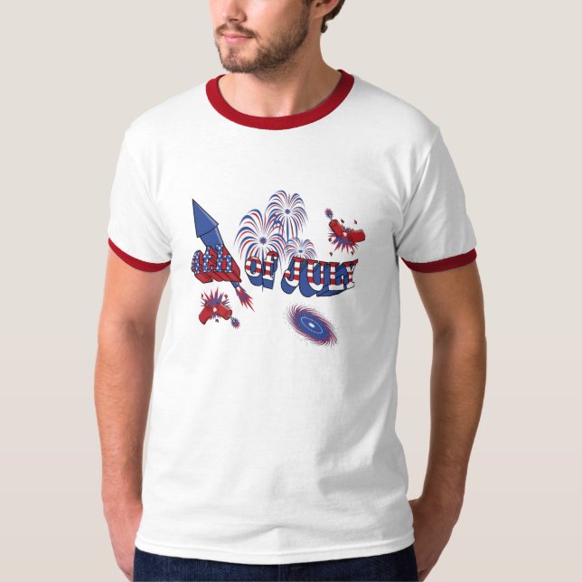 4 juillet T-shirt de feux d'artifice (Devant)