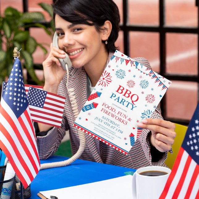 4 juillet Thème Fête Invitation (Join us for food fun and fireworks)