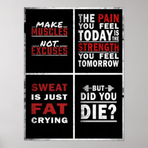4 Motivational Gym Fitness Poster Collage