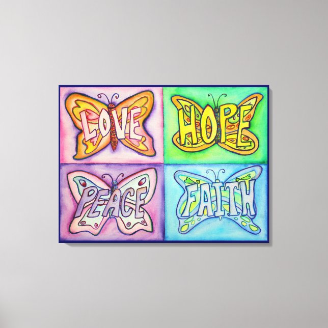 4 Mots Papillon ailes de toile enveloppé Peinture (Recto)