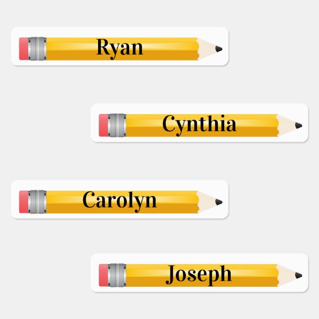 4 Noms Différents Crayons Fer sur Étiquette (Groupe)
