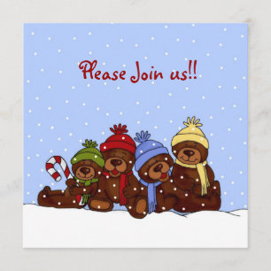 4 ours invitation à la fête de Noël familiale