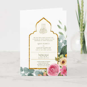 4 Page NIKAH WALIMA Invitation rose floral islamiq
