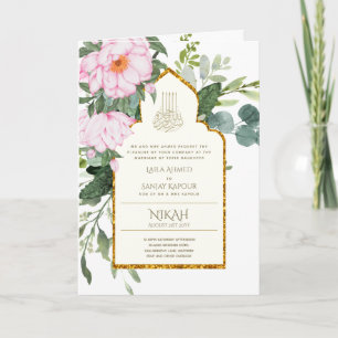 4 Page NIKAH WALIMA Invitation rose floral islamiq