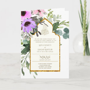 4 Page NIKAH WALIMA Invitation rose floral islamiq