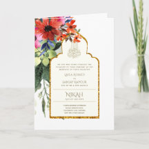 4 Page NIKAH WALIMA Invitation Rouge Floral Mer is