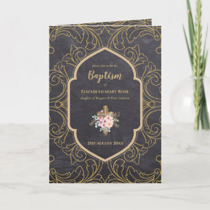 4 pages BAPTISM Invitation et programme OR Ornate