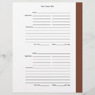 4 par page - Pages de recette Brown à 2 faces