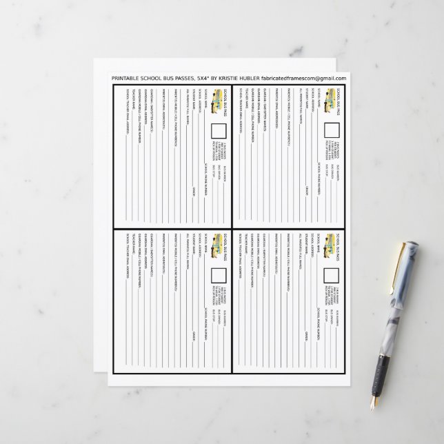 4 Passes D'Autobus Pour Les Étudiants Et La Person (Devant/Arrière en situation)