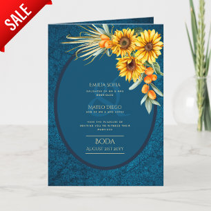 4 pg Espagnol BODA Invitations Marine Blue Sunflow