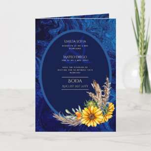 4 pg Espagnol BODA Invitations Marine Blue Sunflow