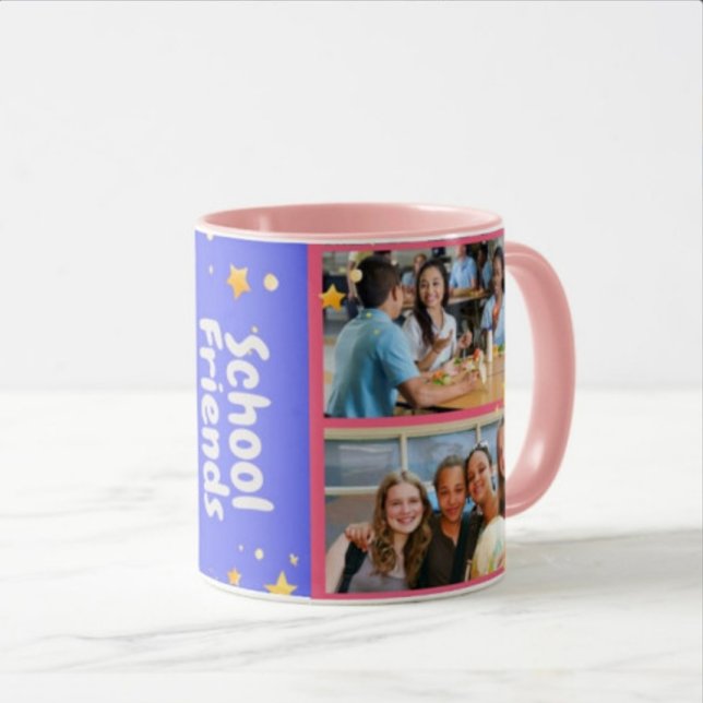 4 Photo Collage de l'école Amis Mug (Créateur téléchargé)