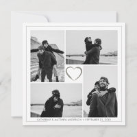 4 Photo Collage Mariage Anniversaire Carte de voeu