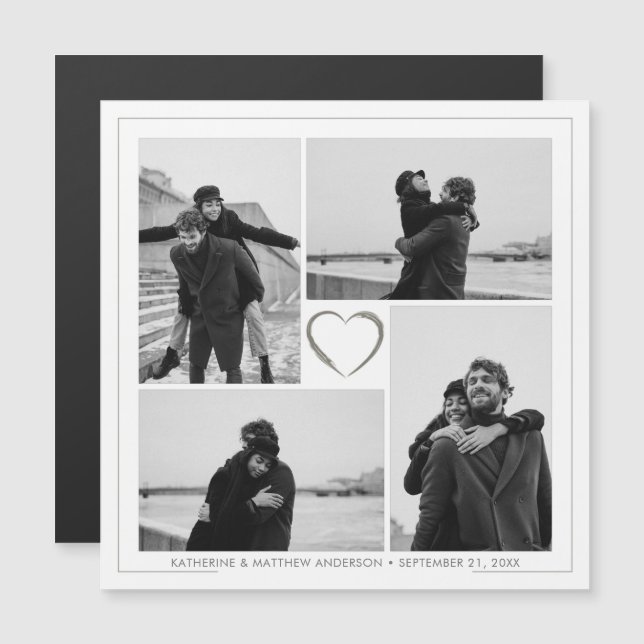 4 Photo Collage Mariage carte magnétique Faire-par (Devant / Derrière)