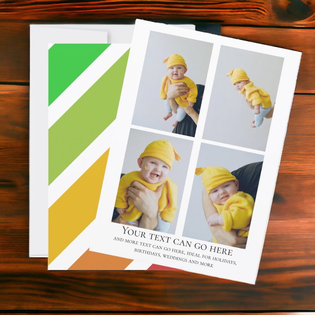4 Photo et modèle retiré (4 Photo and stripped back template flat card, ideal for birthdays, Christmas & more from Ricaso)