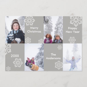 4 photos Arrière - plan gris - carte de Noël