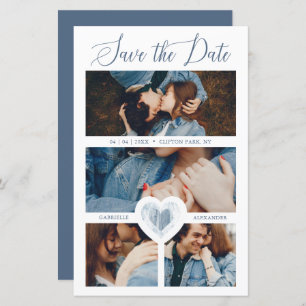 4 Photos Bleu Coeur Engagé Couple Session