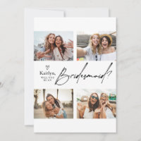 4 Photos Bridesmaid Modèle de la carte de proposit