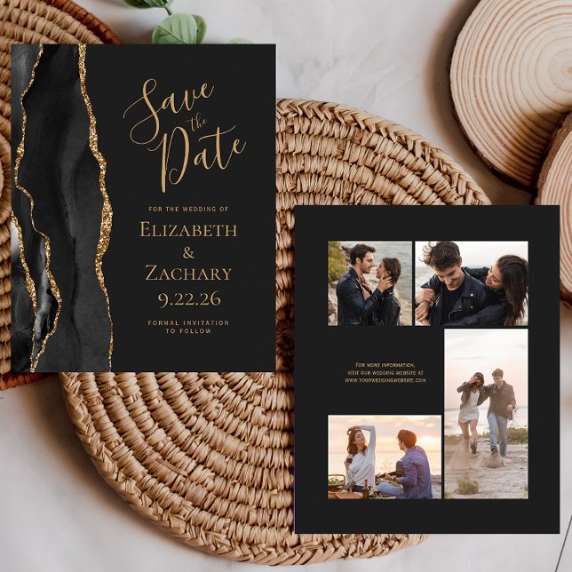 4-Photos Budget Agate Noir Or Save the Date (Créateur téléchargé)