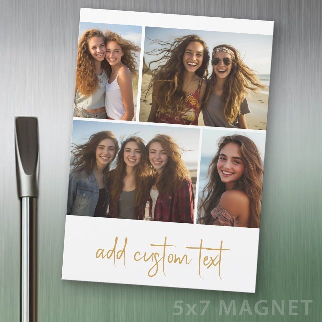 4 photos en collage - Aimant à script tendance (Photo Magnet - 5x7 size)