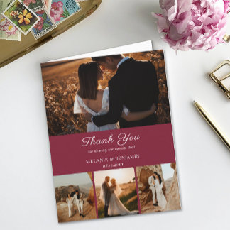 4 Photos Rose rose Carte de remerciements de fleur