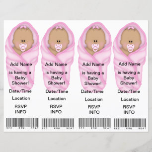 4 Pink Baby Shower Invitations - Faveurs Signets