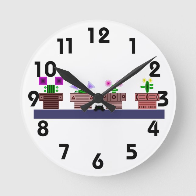 4 pots et une horloge murale de chat (Recto)