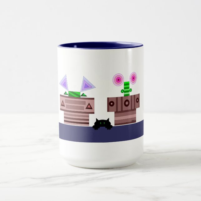 4 Pots et une Mug de chat (Centre)
