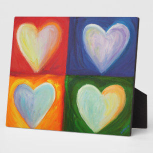 4 Rainbow Love Hearts Art Imprimer Plaques