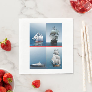 4 serviettes en papier pour bateaux