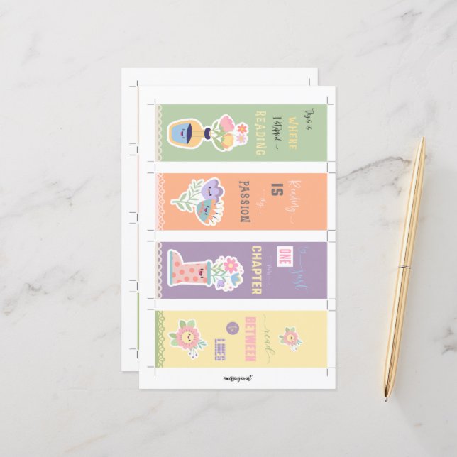 4 Signets floraux Kawaii avec mains coupées (Devant/Arrière en situation)