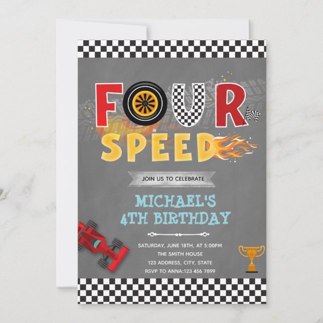 4 speed anniversaire invitation (Devant)