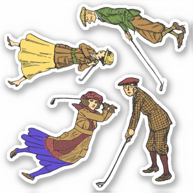 4 Stickers Golfers Vintages (Devant)