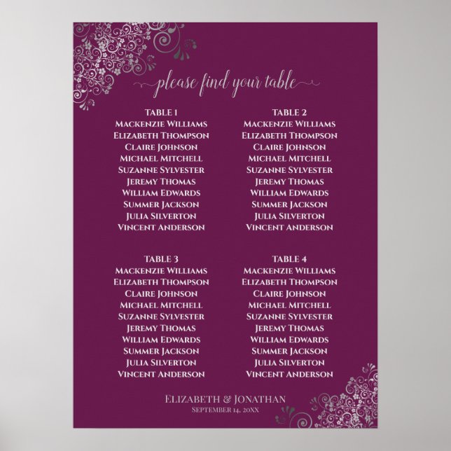 4 Tableau Cassis Mariage gris dentelle Cassis (Devant)