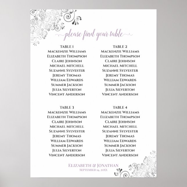 4 Tableau Mariage en dentelle Tableau Lavande blan (Devant)