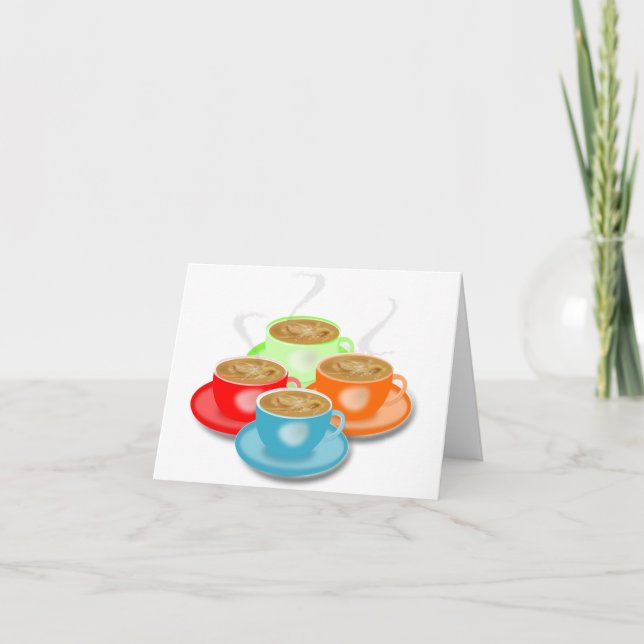 4 tasses de cartes de notes de café (Devant)